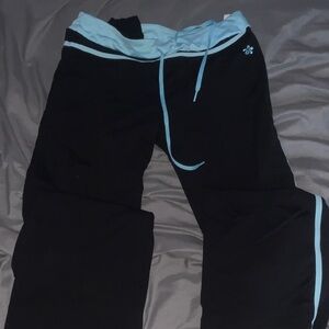 Tuff Athletics Black Leggings with Light Blue Accents